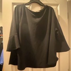 Black Top with Peplum Sleeve
